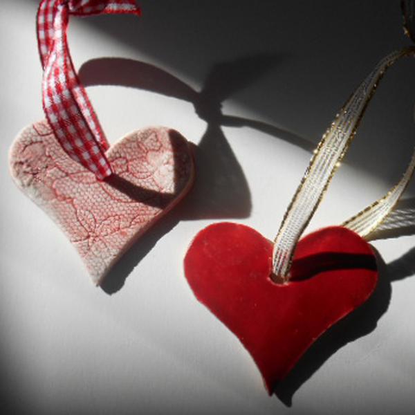 Porcelain Heart Tree Decorations by Lesley McShea