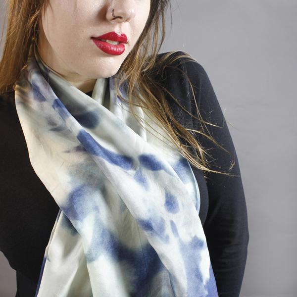 Floral Cyanotype Silk Scarf by Terrarium
