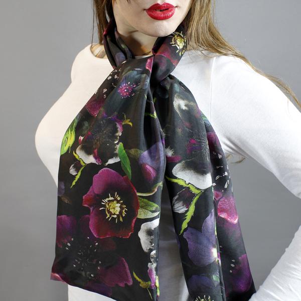 Midnight Floral Silk Scarf by Terrarium