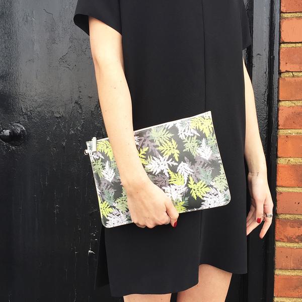 All Over Leaf Print Clutch by Few London