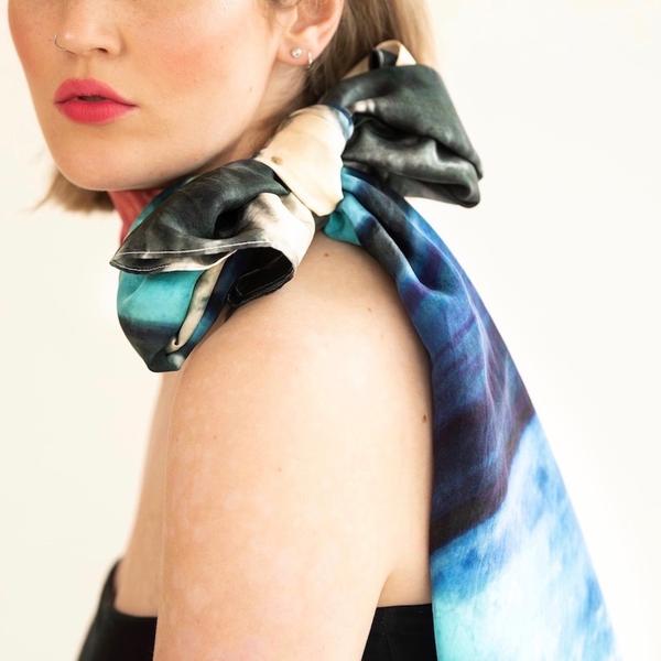 Wildscape large Silk Square by RubyKite in Blue, Yellow